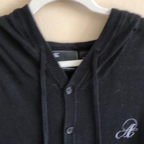 Ambiguous Black Hooded ButtonUp Cardigan SzMed - Picture 5 of 11